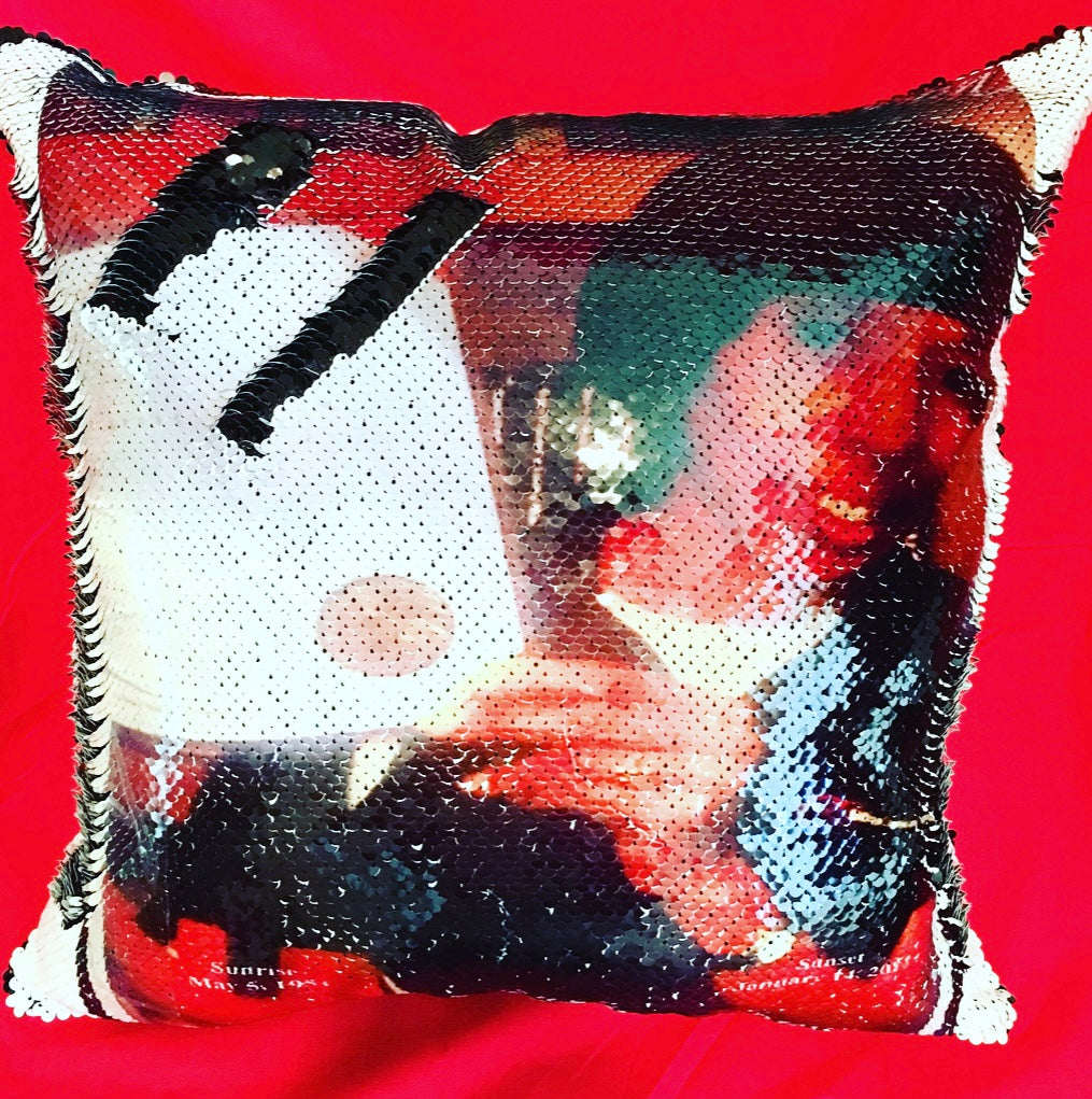 Reversible sequin pillows