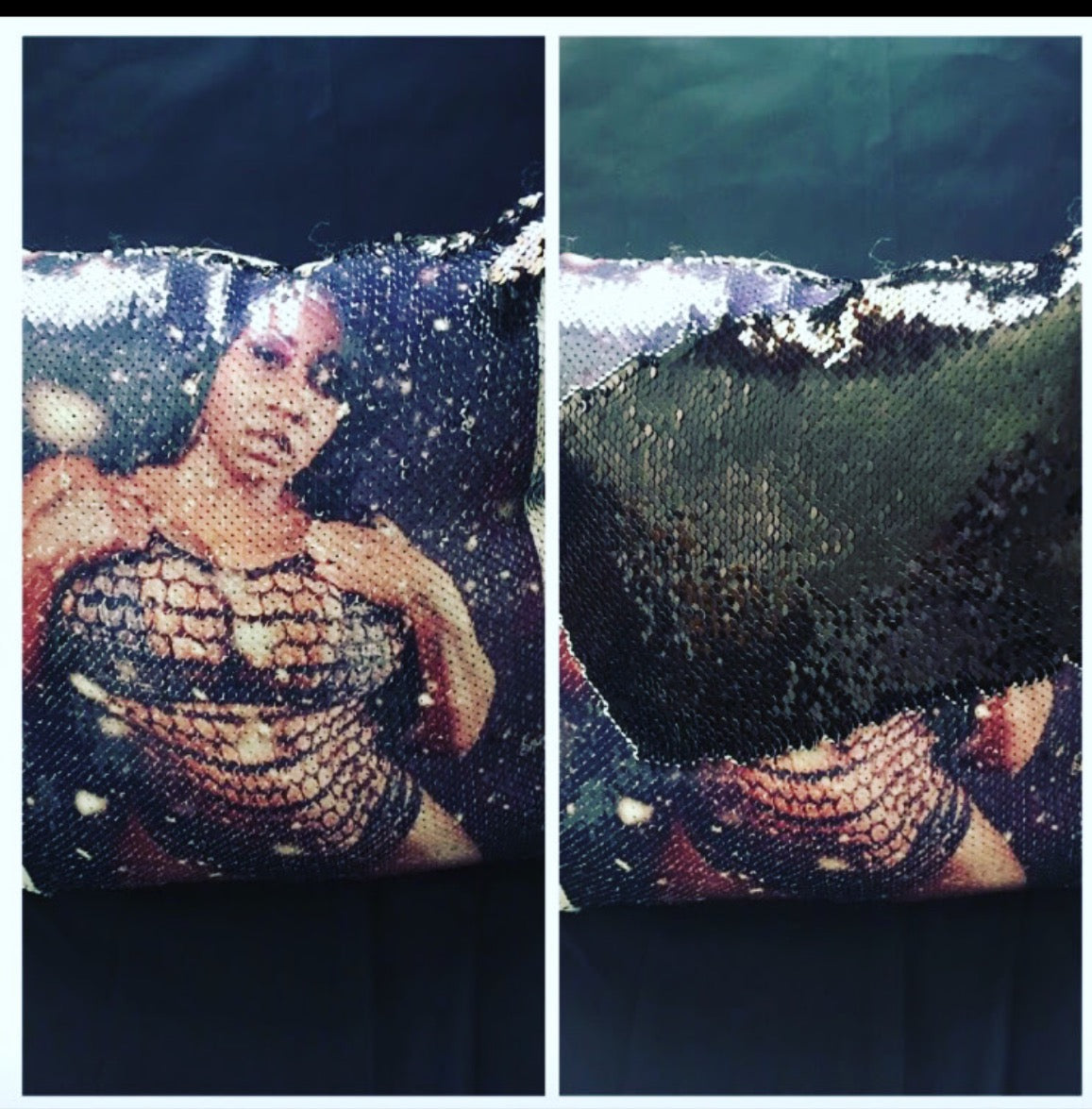 Reversible sequin pillows
