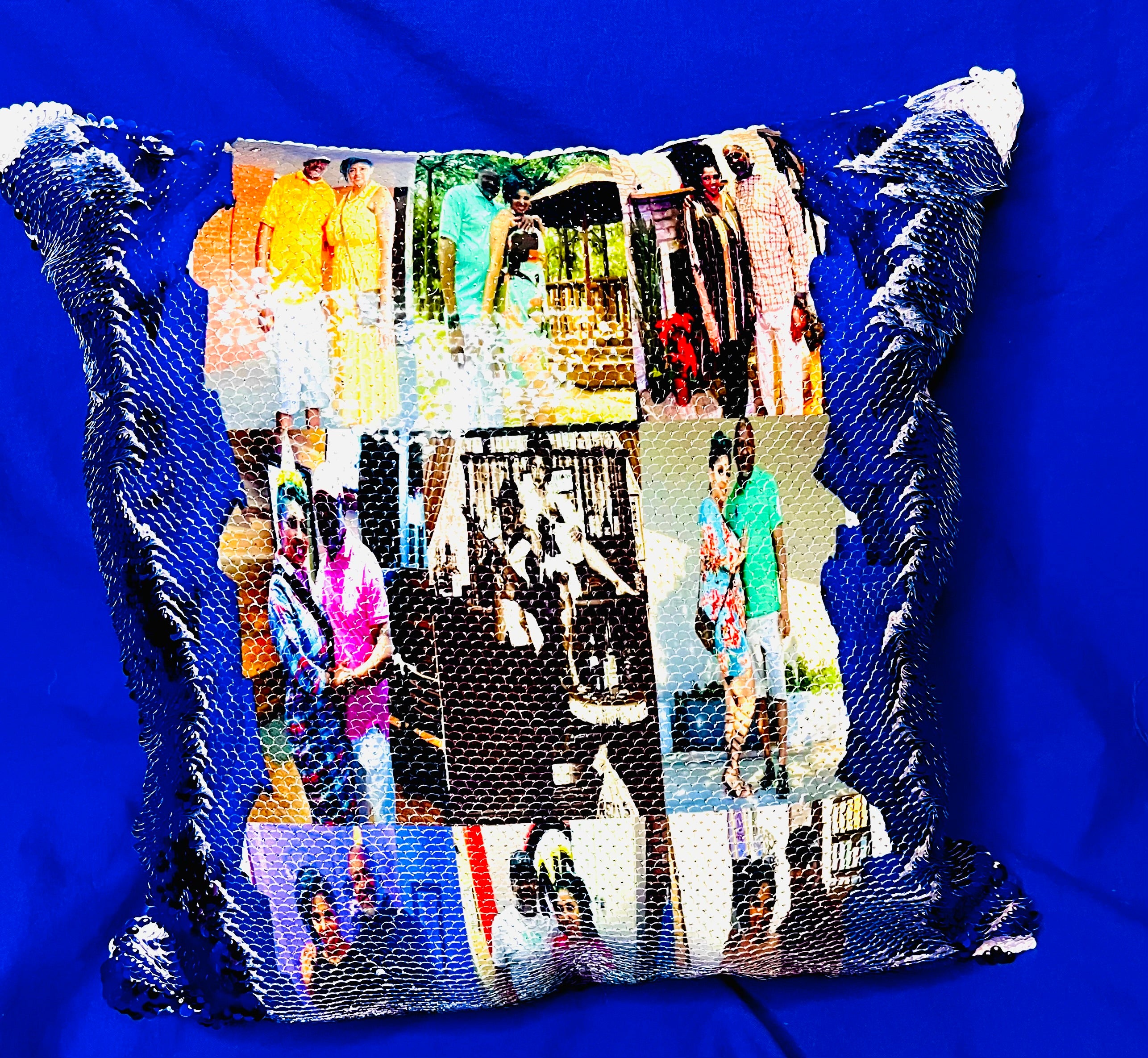 Reversible sequin pillows