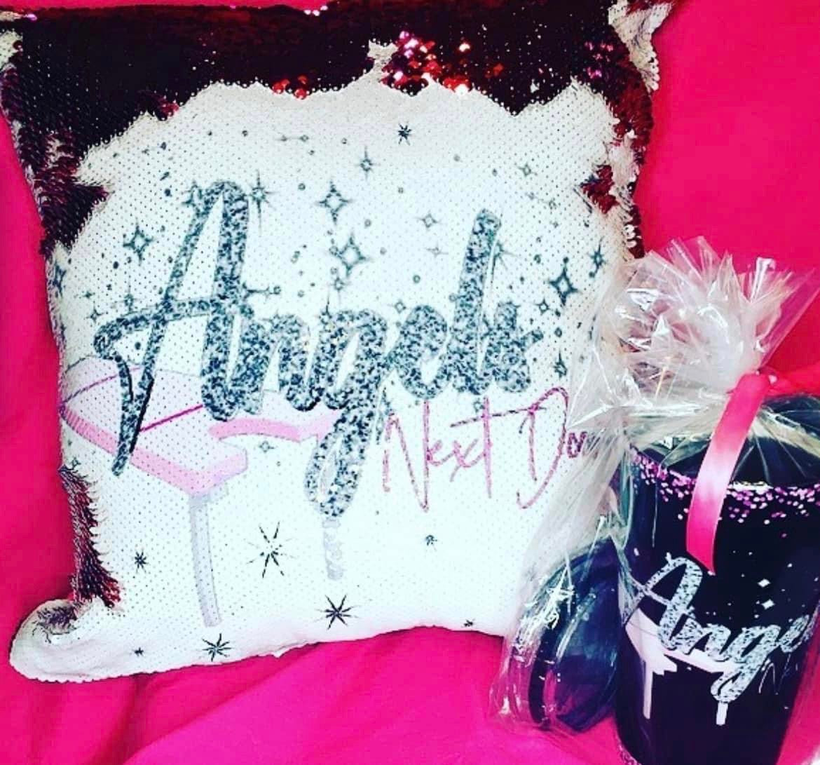 Reversible sequin pillows