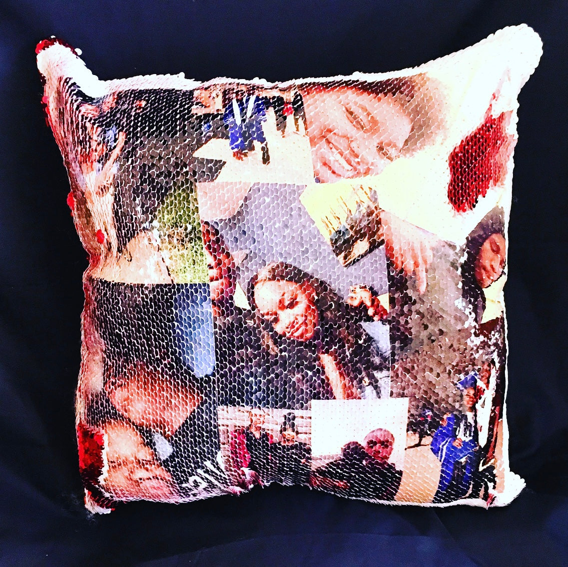 Reversible sequin pillows